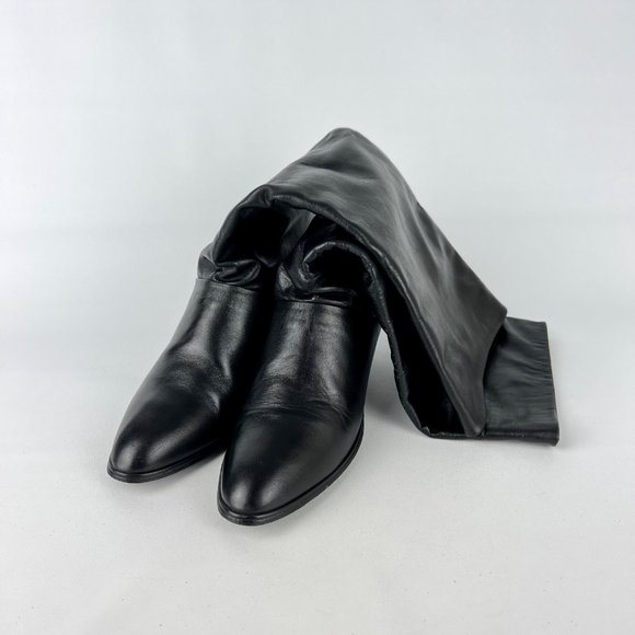 Joyce Vintage Womens Narrow Black Leather Tall Heeled Boots Vtg 80s size 7N - Picture 12 of 16